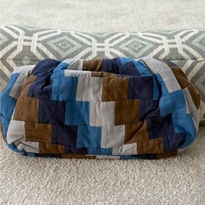 VINTAGE J. Crew Olive, blue and Brown Fabric clutch! Excellent condition!